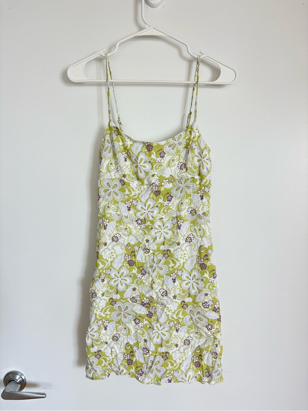 Aritzia Floral Spaghetti-Strap Mini Dress